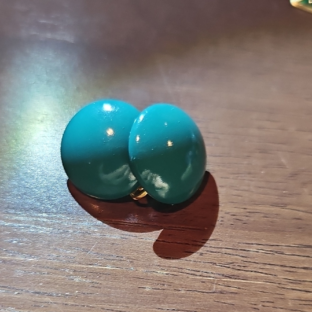 Teal Double Circle Earrings